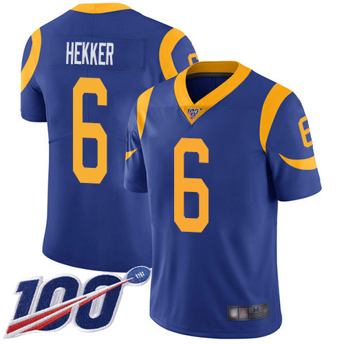 Los Angeles Rams Limited Royal Blue Men Johnny Hekker Alternate Jersey NFL Football #6 100th Season Vapor Untouchable->youth nfl jersey->Youth Jersey
